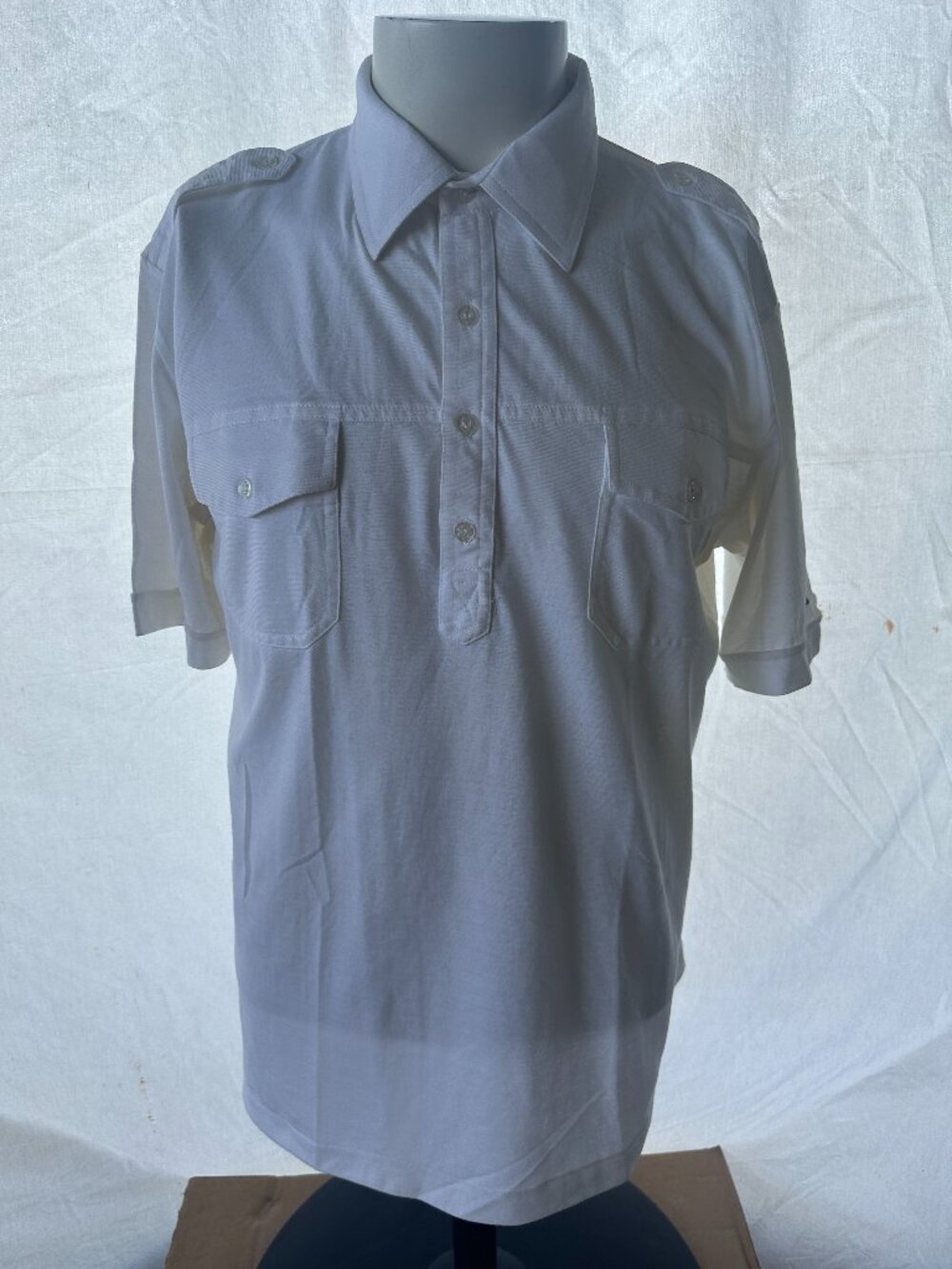 Vintage Tori Richard Men's White Double Pocket 4 Button Polo Shirt Large Cotton